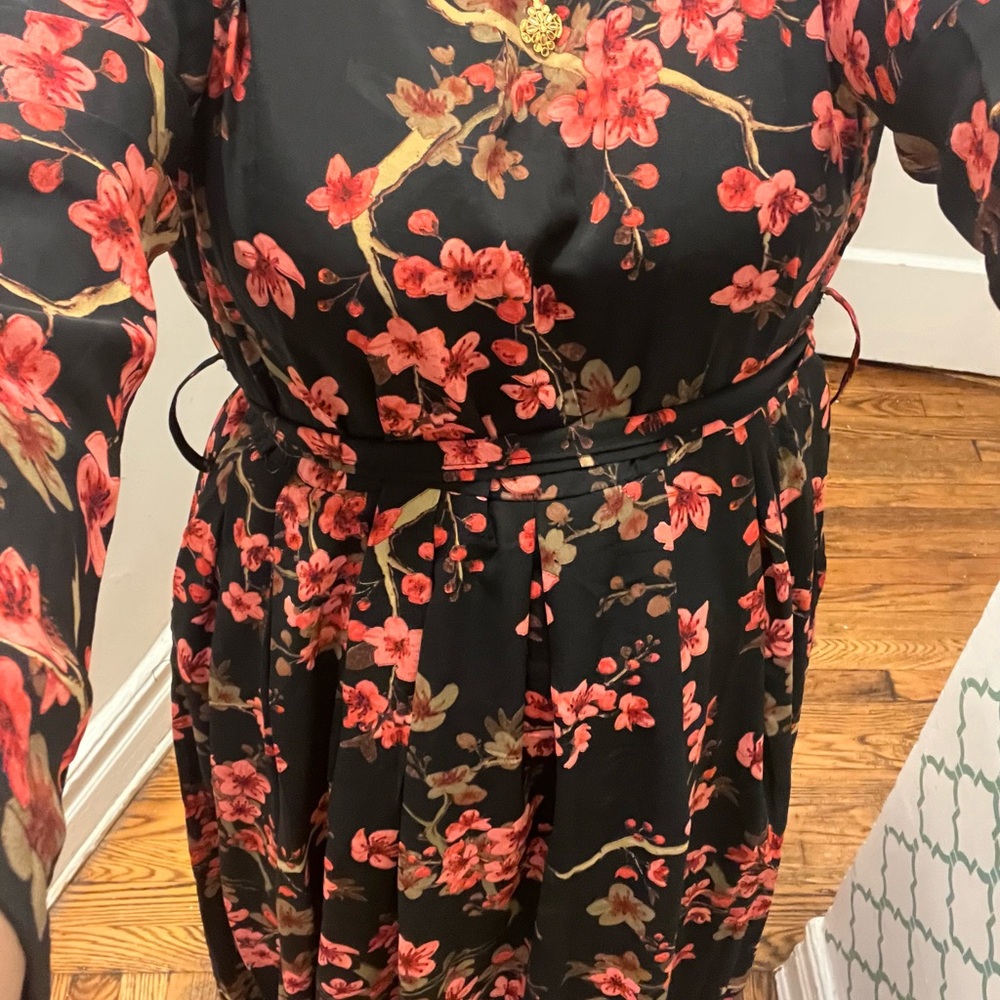 Floral Black and Red Women's Dress